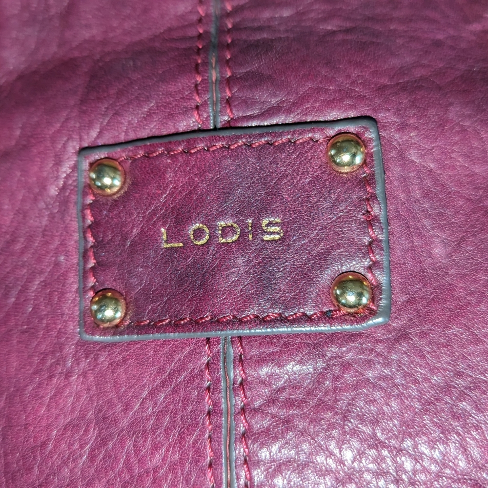 Lodis large purple leather handbag with gold accents - Picture 6 of 6